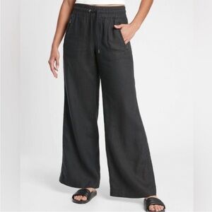 Athleta Black Cabo Linen Wide Leg Pants TALL